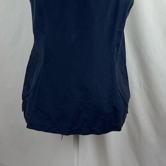 Eddie Bauer Navy Ruffled Academia OfficeCore Feminine Top Size M - Picture 7 of 11